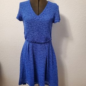 Royal Blue Lace Hi Low Dress